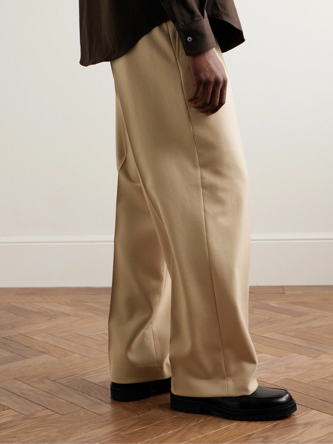 AMI PARIS - Wide-Leg Pleated Virgin Wool-Gabardine Trousers