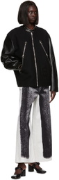 MM6 Maison Margiela Black Paneled Leather Jacket