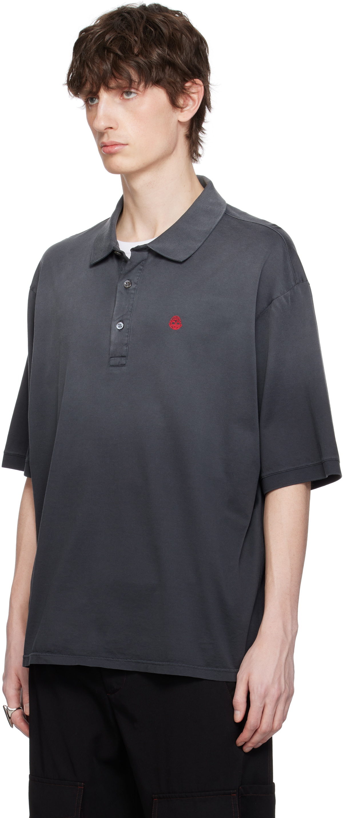 McQueen Gray Dyed Mercerized Cotton Polo