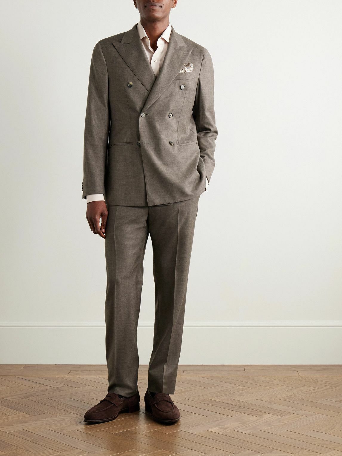 Caruso - Slim-Fit Wool-Twill Suit Trousers - Brown