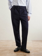 Officine Générale - Hugo Straight-Leg Pleated Virgin Wool Trousers - Blue
