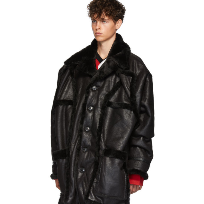 Y/Project Black Shearling Pop-Up Coat Y/Project