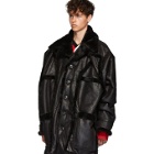 Y/Project Black Shearling Pop-Up Coat