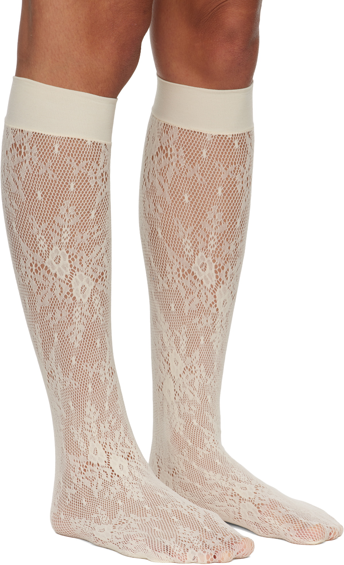 Swedish Stockings Off-White Rose Knee-High Stockings
