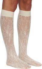 Swedish Stockings Off-White Rose Knee-High Stockings