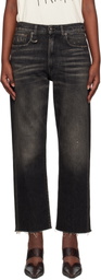 R13 Black Straight-Leg Boyfriend Jeans