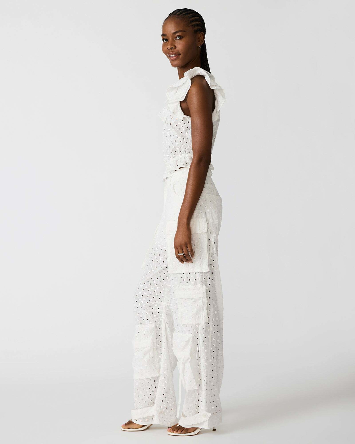 Steve Madden Duo Pant Eyelet Pants in White