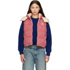 Moncler Red Niverolle Houndstooth Wool Blend Down Vest