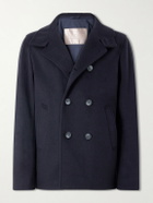 Herno - Double-Breasted Woven Coat - Blue