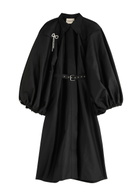 Lovebirds Belted Taffeta Midi Dress Black