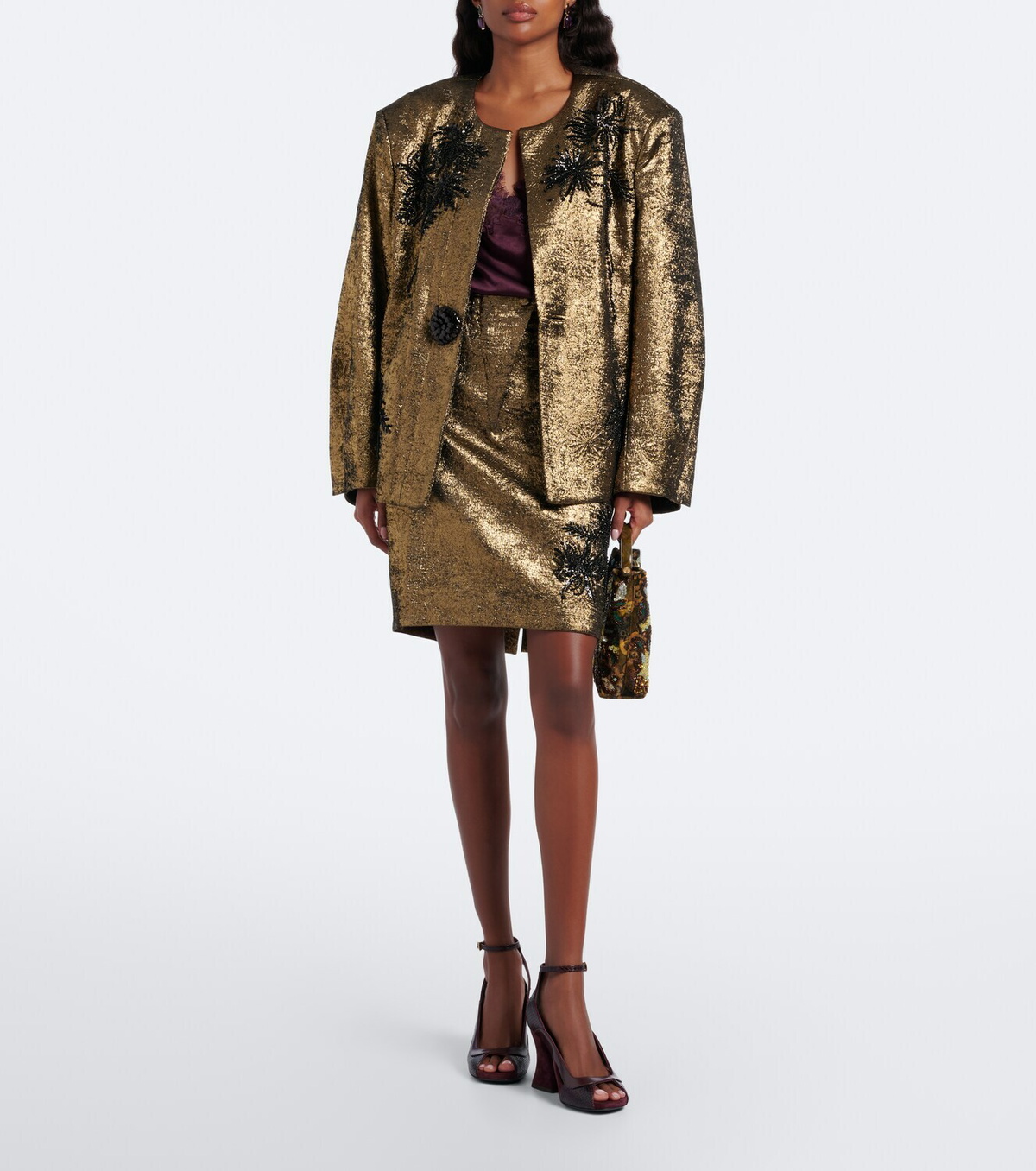 Jacques Wei Embellished brocade blazer