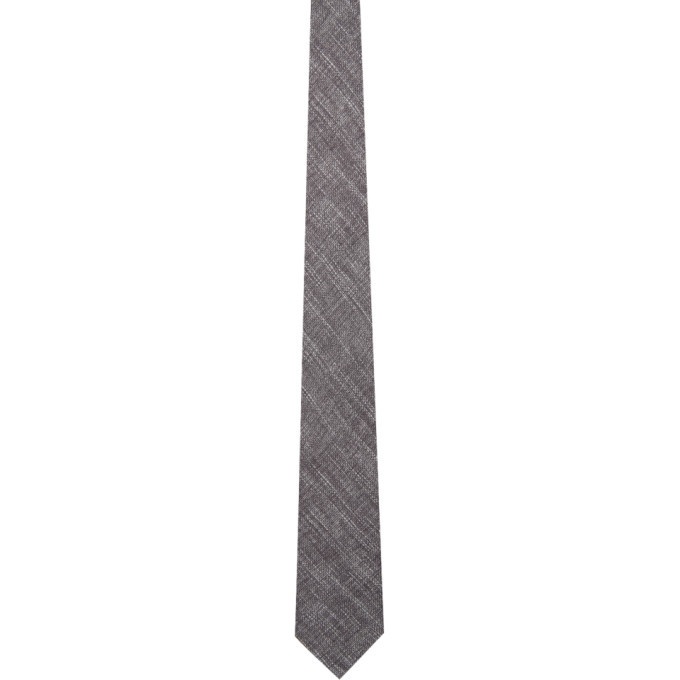 Photo: Brioni Brown and White Silk Standard Tie and Pocket Square Set