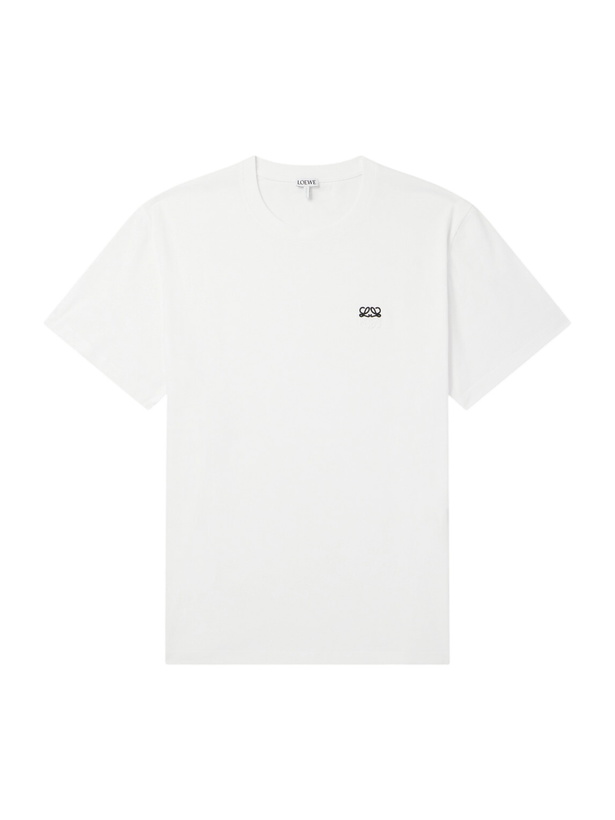 Photo: LOEWE - Anagram-Embroidered Cotton-Jersey T-Shirt - White