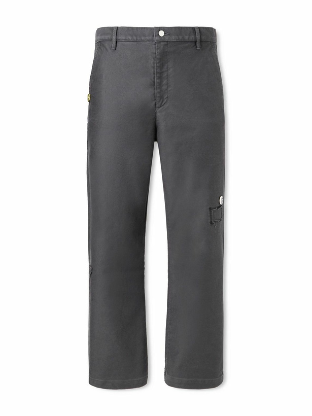 Photo: Enfants Riches Déprimés - Swiss Auto Dicky Straight-Leg Distressed Cotton-Drill Trousers - Gray