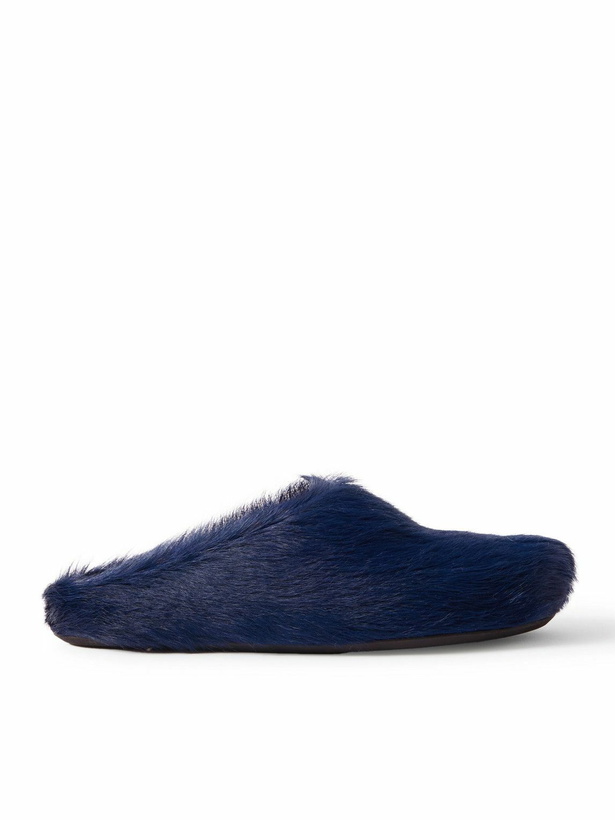 Photo: Marni - Fussbett Calf Hair Slippers - Blue