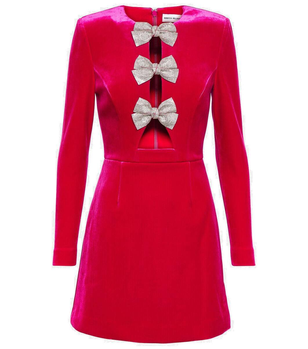 rebecca vallance red bow dress Rebecca Vallance Bernadette bow-detail velvet minidress Rebecca Vallance