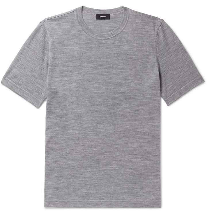 Photo: Theory - Regal Mélange Wool T-Shirt - Gray