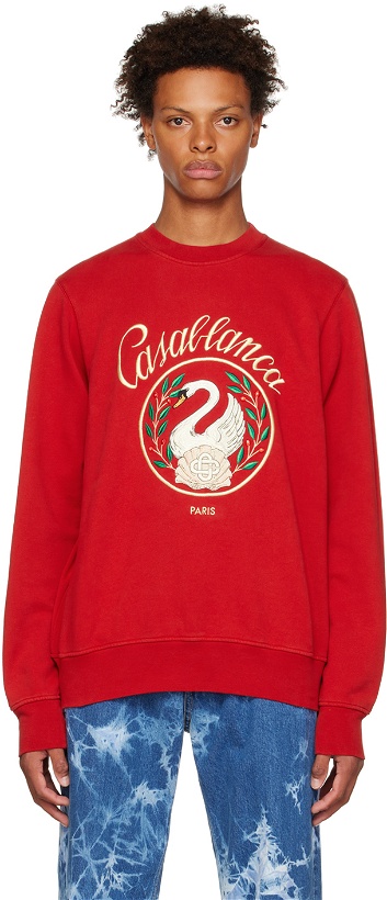 Photo: Casablanca Red Emblem De Cygne Sweatshirt