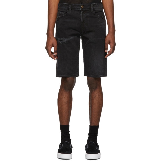 Photo: Diesel Black Denim Crinkled Thorshort Shorts