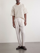 Mr P. - Steve Tapered Pleated Herringbone Linen Trousers - Neutrals