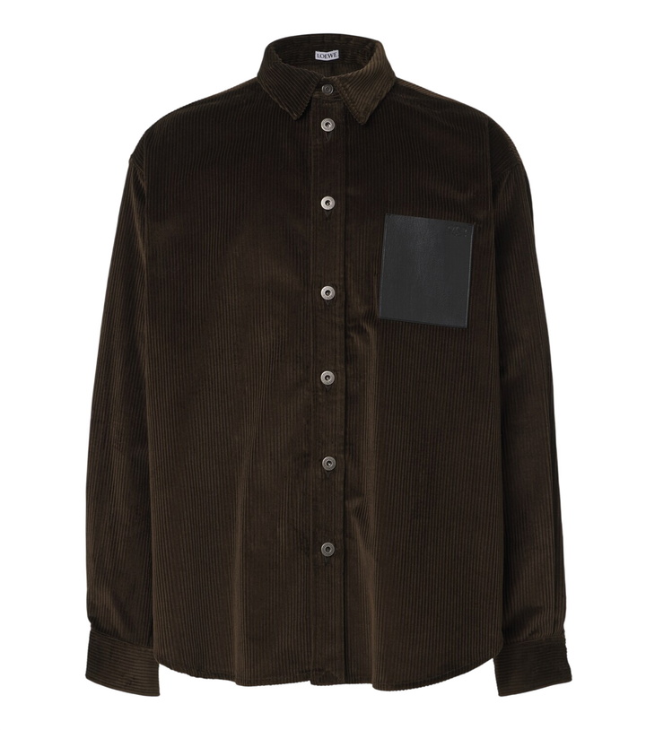 Photo: Loewe Leather-trimmed cotton corduroy shirt