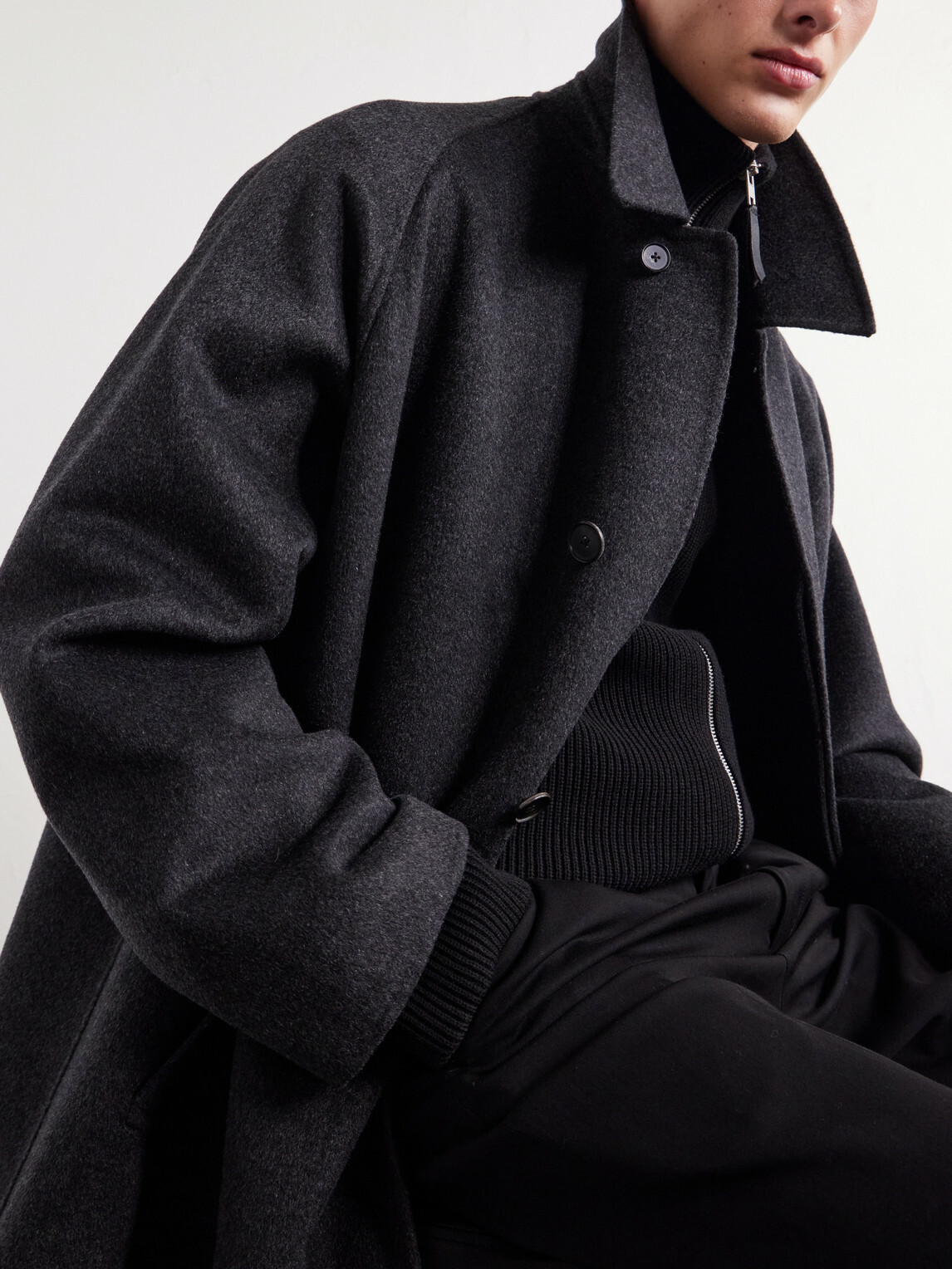 Kaptain Sunshine - Walker Brushed Cashmere Melton-Felt Coat - Gray