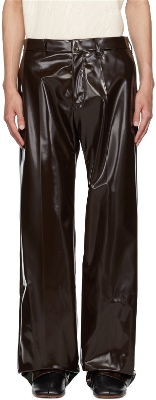 Photo: MM6 Maison Margiela Brown Pleated Trousers