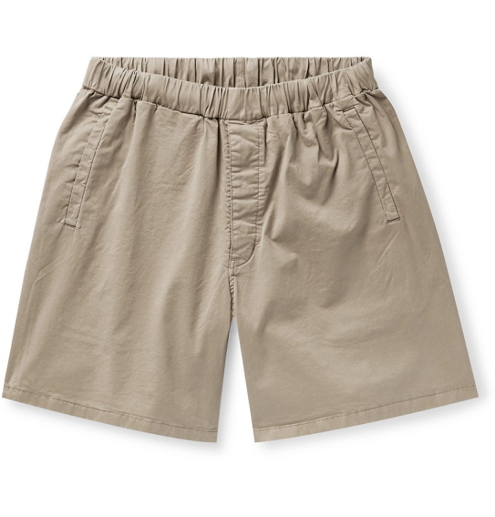 Photo: Barbour White Label - Cove Wide-Leg Cotton-Blend Twill Drawstring Shorts - Neutrals