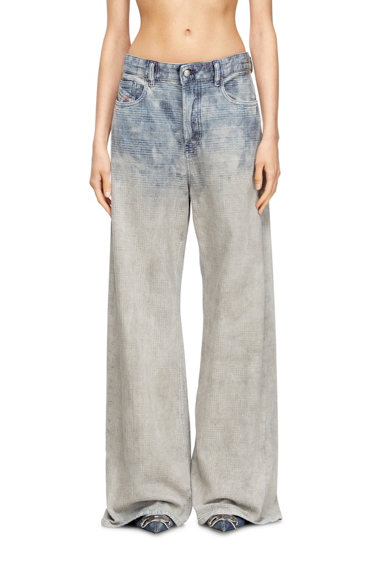 Diesel D-SYREN Relaxed Jeans - Low Waist Straight Leg, Blue Stonewashed Denim, Hybrid Skirt/Jean Silhouette