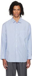 ATON Blue Giza Stripe Shirt