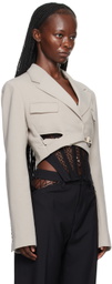Dion Lee Gray Interlock Cropped Blazer