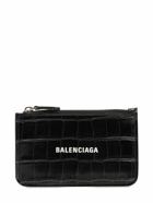 BALENCIAGA - Croc Embossed Leather Zip Card Holder