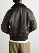 The Row - Herzog Shearling-Trimmed Leather Jacket - Black