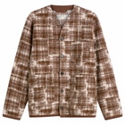 Universal Works Men's Patch Check Fleece Cardigan in Sand