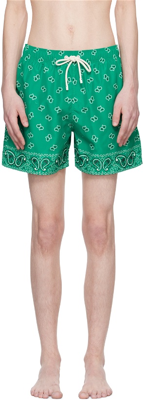 Photo: Palm Angels Green Paisley Swim Shorts