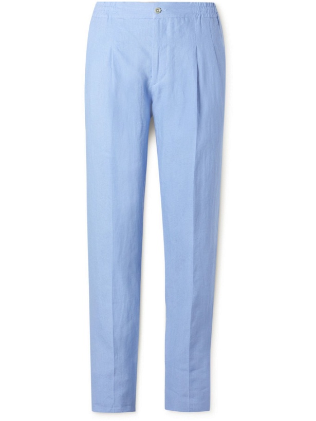 Photo: RUBINACCI - Pleated Cotton-Twill Trousers - Blue