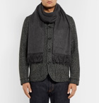 Johnstons of Elgin - Fringed Checked Cashmere Scarf - Gray