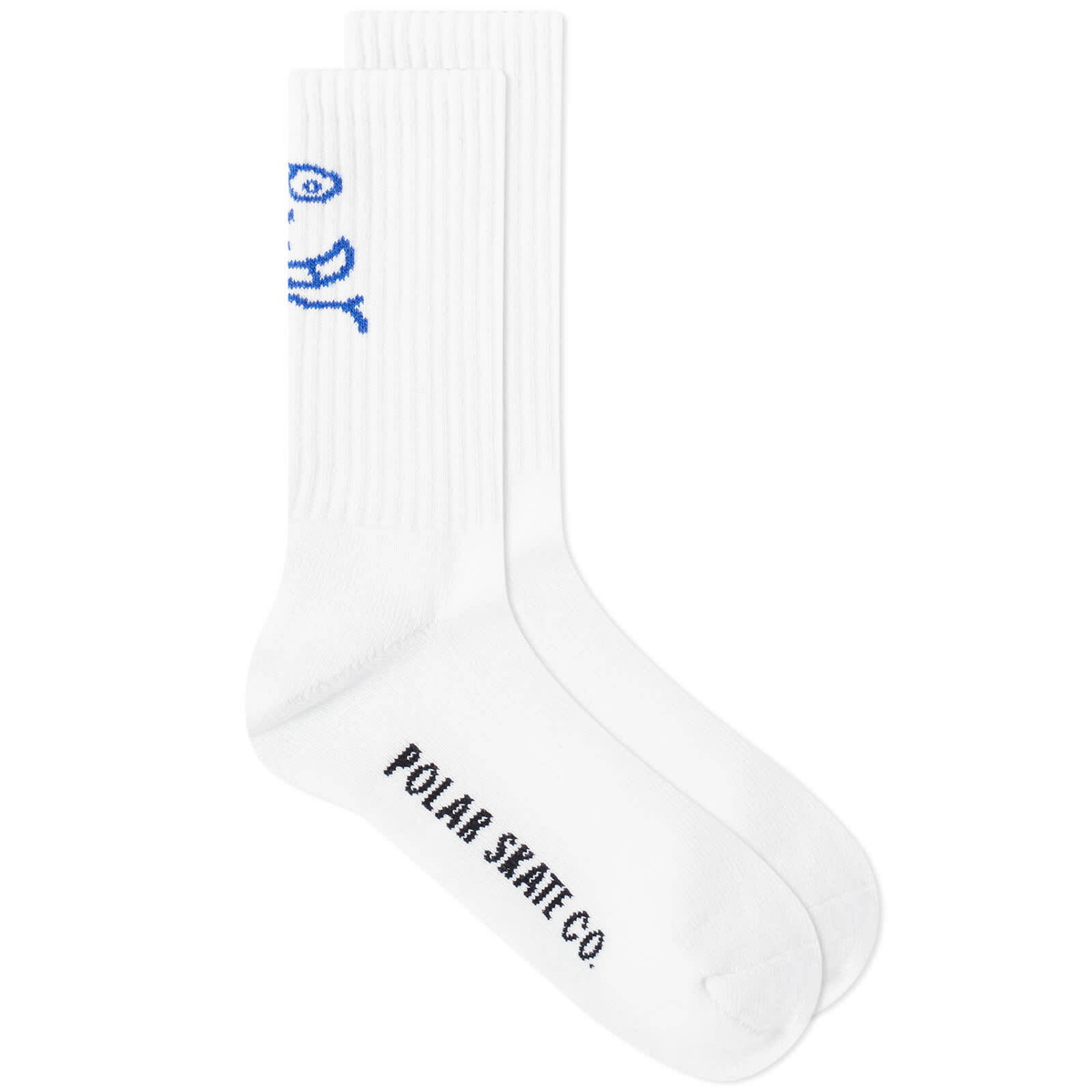 Polar Skate Co. Men's Face Logo Socks in White Polar Skate Co.