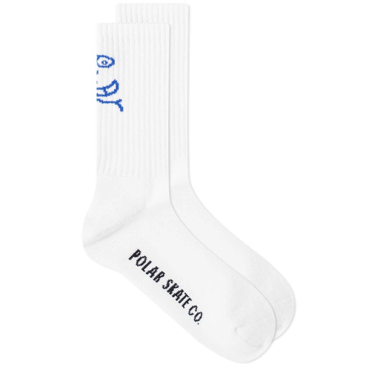 Photo: Polar Skate Co. Men's Face Logo Socks in White