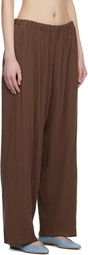 Baserange Brown Crinkle Linen Folio Lounge Pants