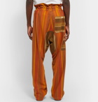 Nicholas Daley - Striped Cotton-Blend Canvas Drawstring Trousers - Orange