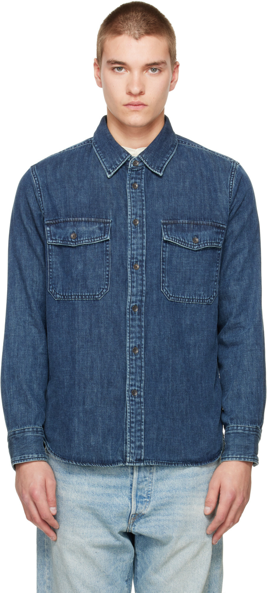 rag & bone Blue CPO Denim Shirt