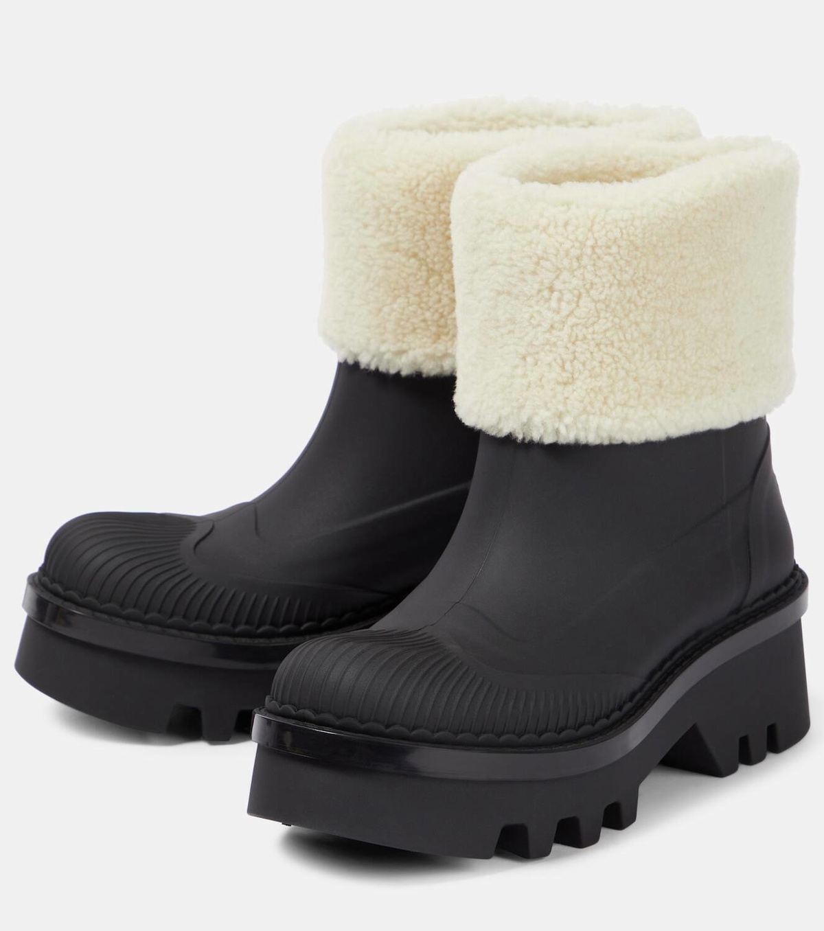 【送料 関税込】Chloe Raina shearling-trimmed ankle boots Chloé Raina shearling-trimmed ankle boots Chloe