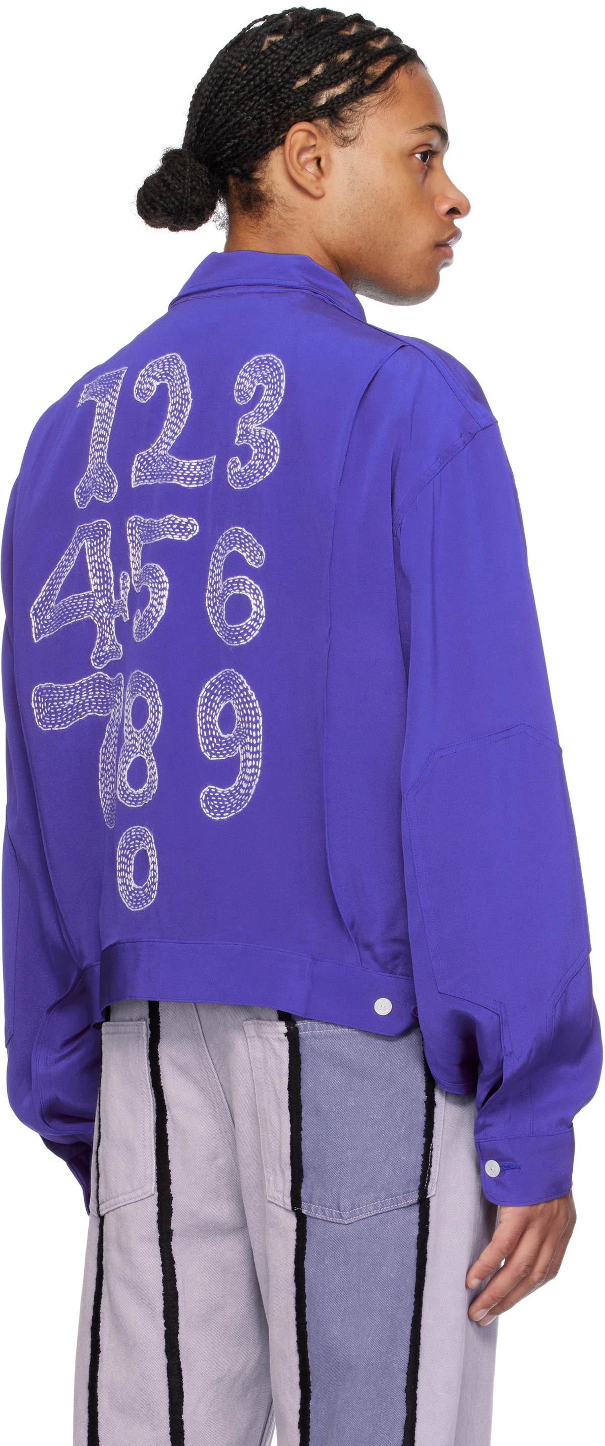 glass cypress シルクジャケット Blue Silk Jacket by Glass Cypress on Sale