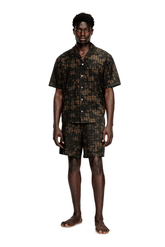 Photo: Diesel Short pyjamas in cloudy-print check cotton - Pajamas Mens in Green
