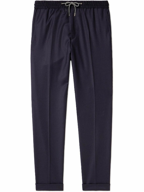Photo: Paul Smith - Tapered Wool and Cashmere-Blend Drawstring Trousers - Blue