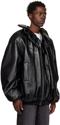 We11done Black Shirring Leather Jacket