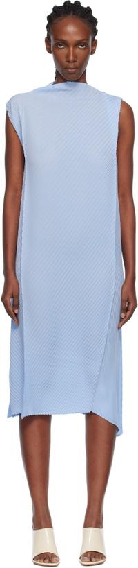 Photo: ISSEY MIYAKE Blue Soft Fold Pleats Midi Dress