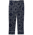 Officine Generale - Lucio Wide-Leg Belted Bandana-Print Cotton Trousers - Blue