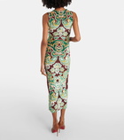 Etro Printed tulle and velvet midi dress